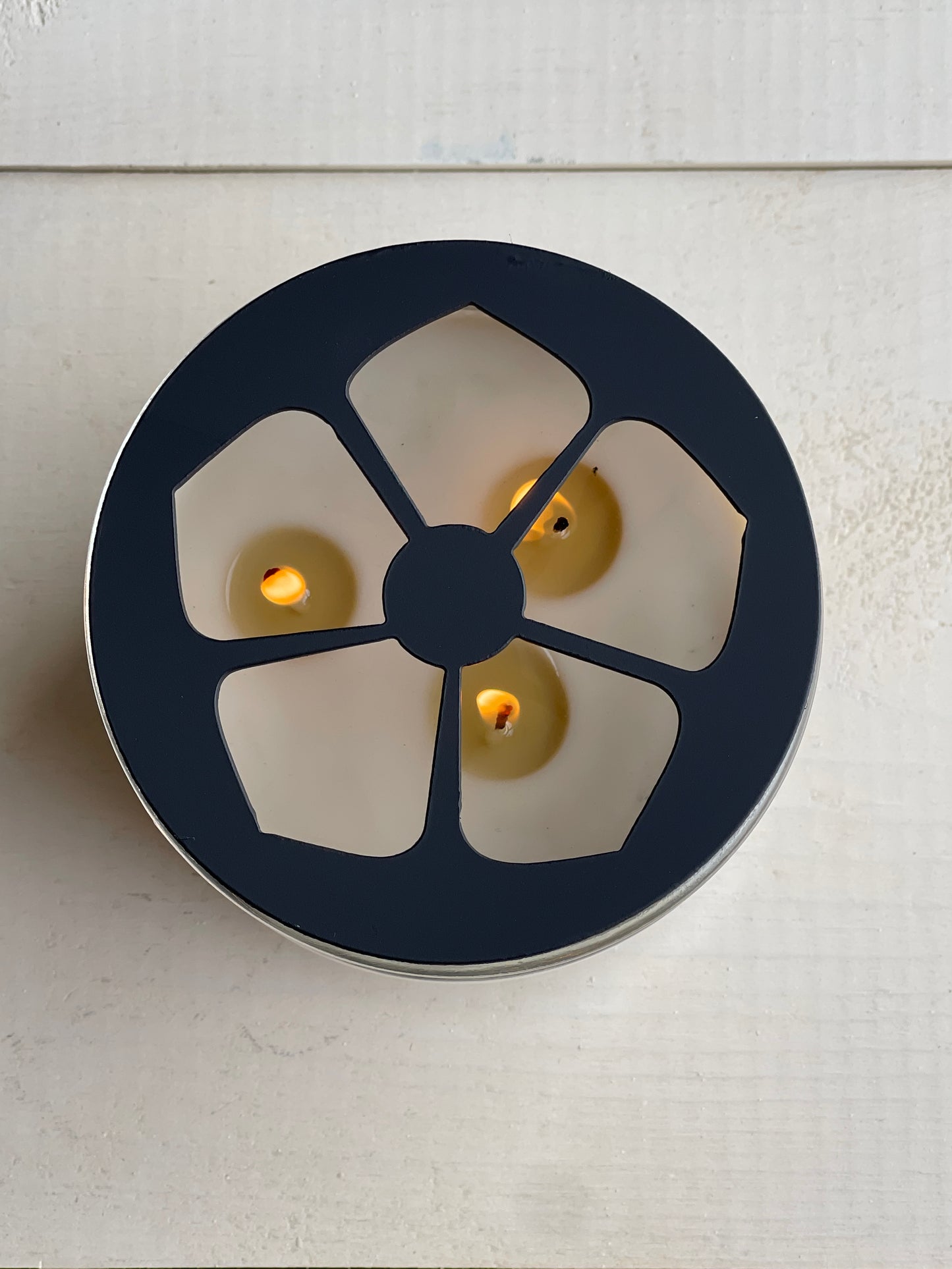 Flower Metal Candle Topper - black - 4"