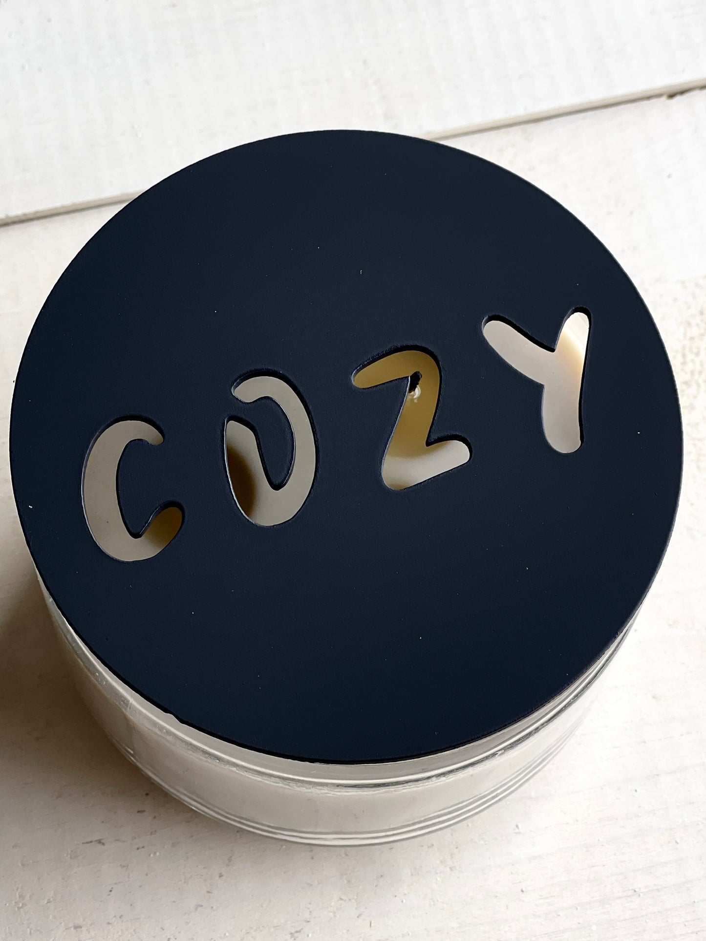 Cozy Metal Candle Topper - black - 4"