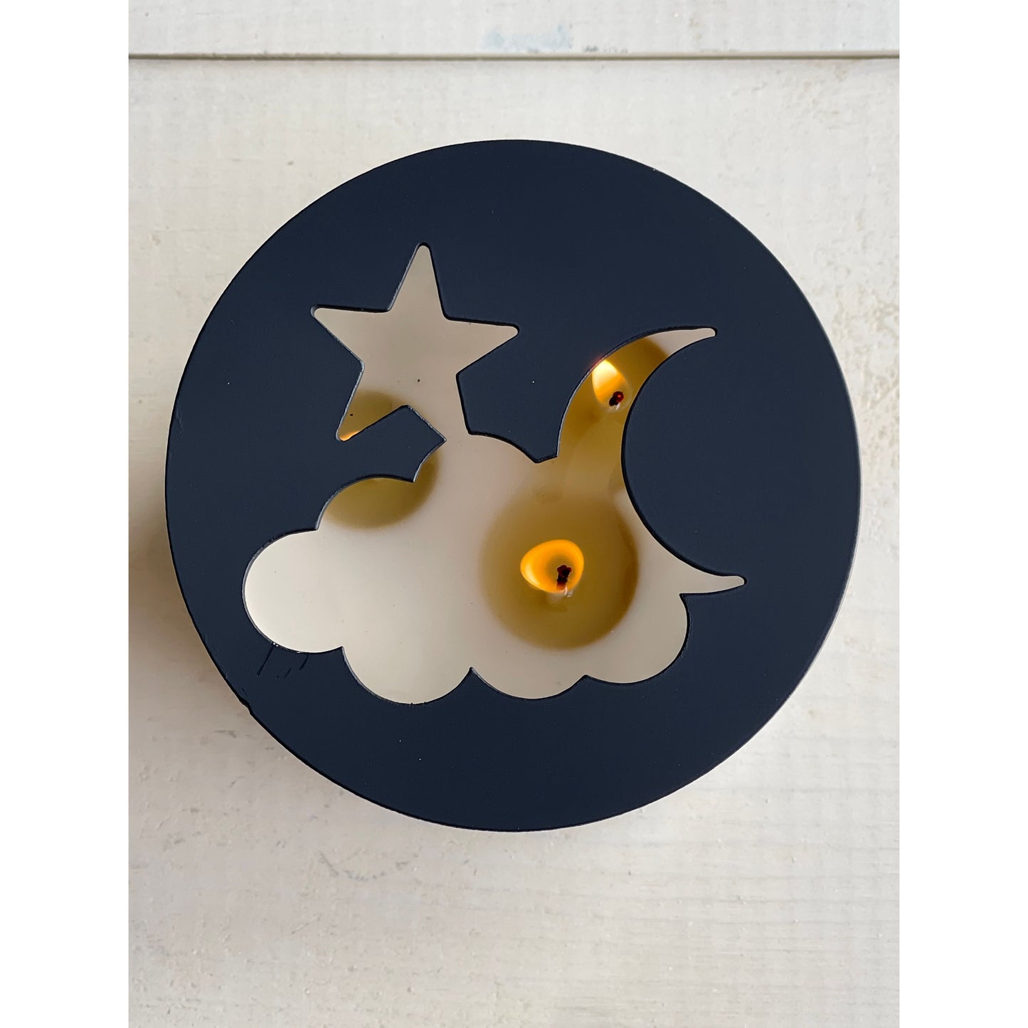 Celestial Metal Candle Topper – Moon & Stars Jar Candle Lid