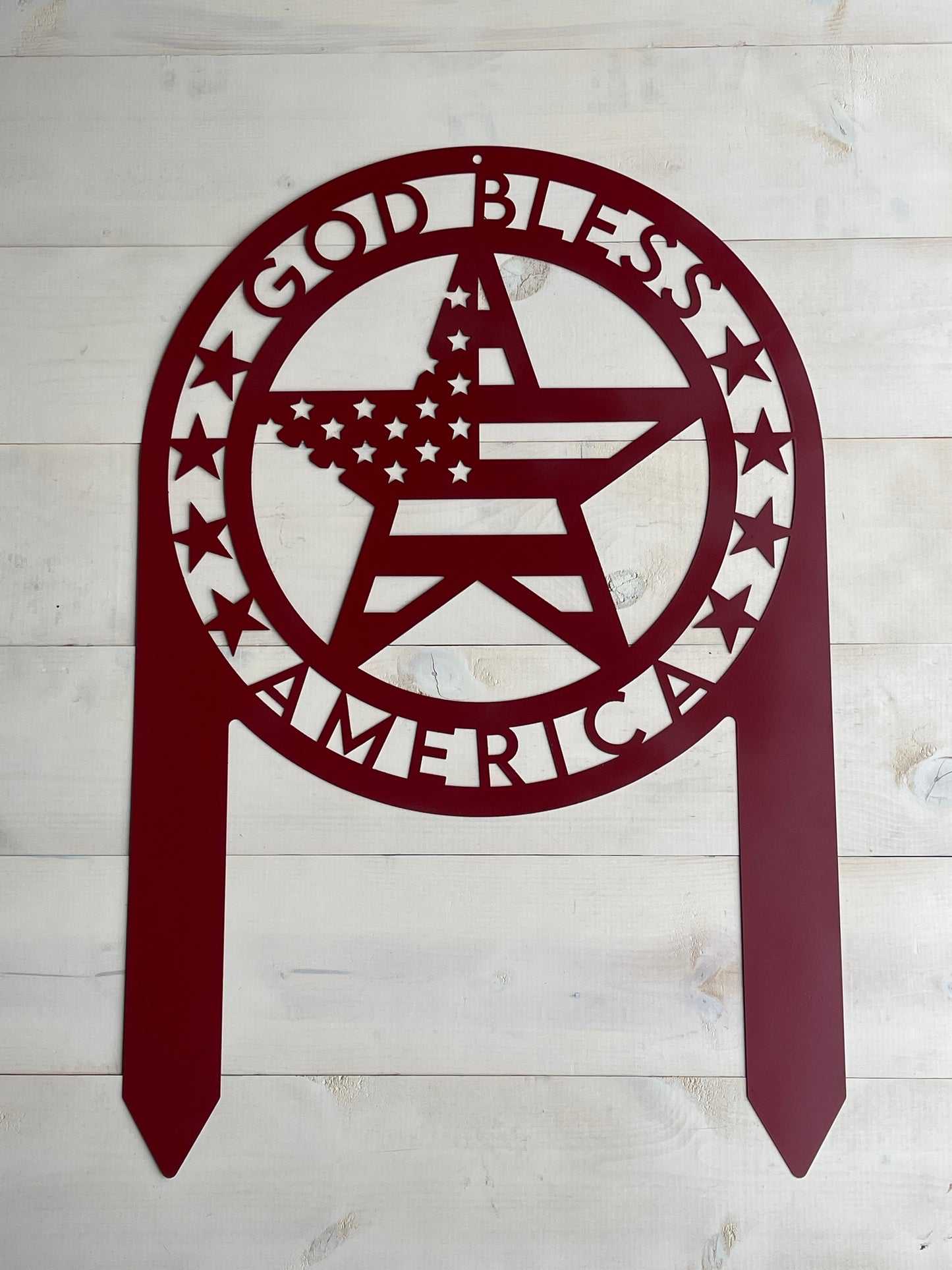 God Bless America Metal Lawn Sign – Patriotic Garden & Yard Decor