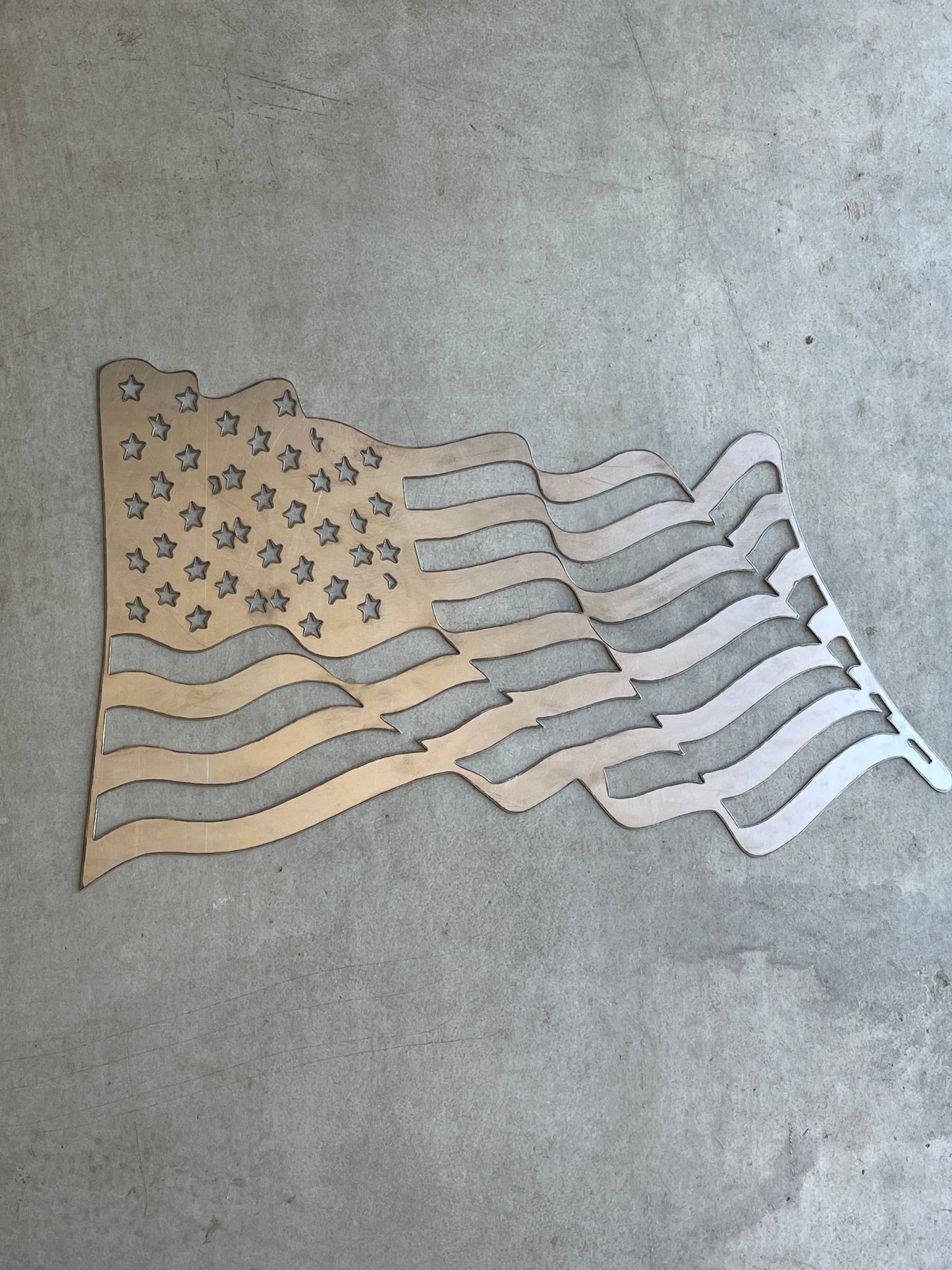 Waving Metal American Flag Wall Art – 12" x 18" Rippling Wind Effect, Patriotic Home or Outdoor Decor