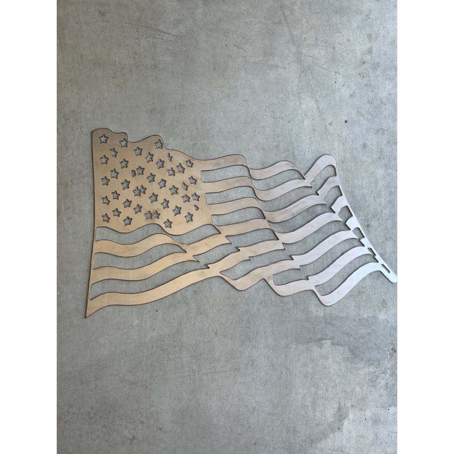 Waving Metal American Flag Wall Art – Home or Outdoor Decor 16"x25"