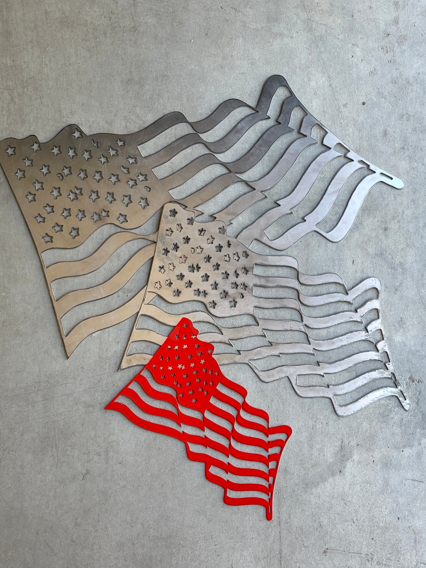 Waving Metal American Flag Wall Art – 12" x 18" Rippling Wind Effect, Patriotic Home or Outdoor Decor