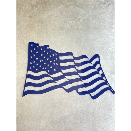 Waving Metal American Flag Wall Art – 12" x 18" Patriotic Home or Outdoor Decor