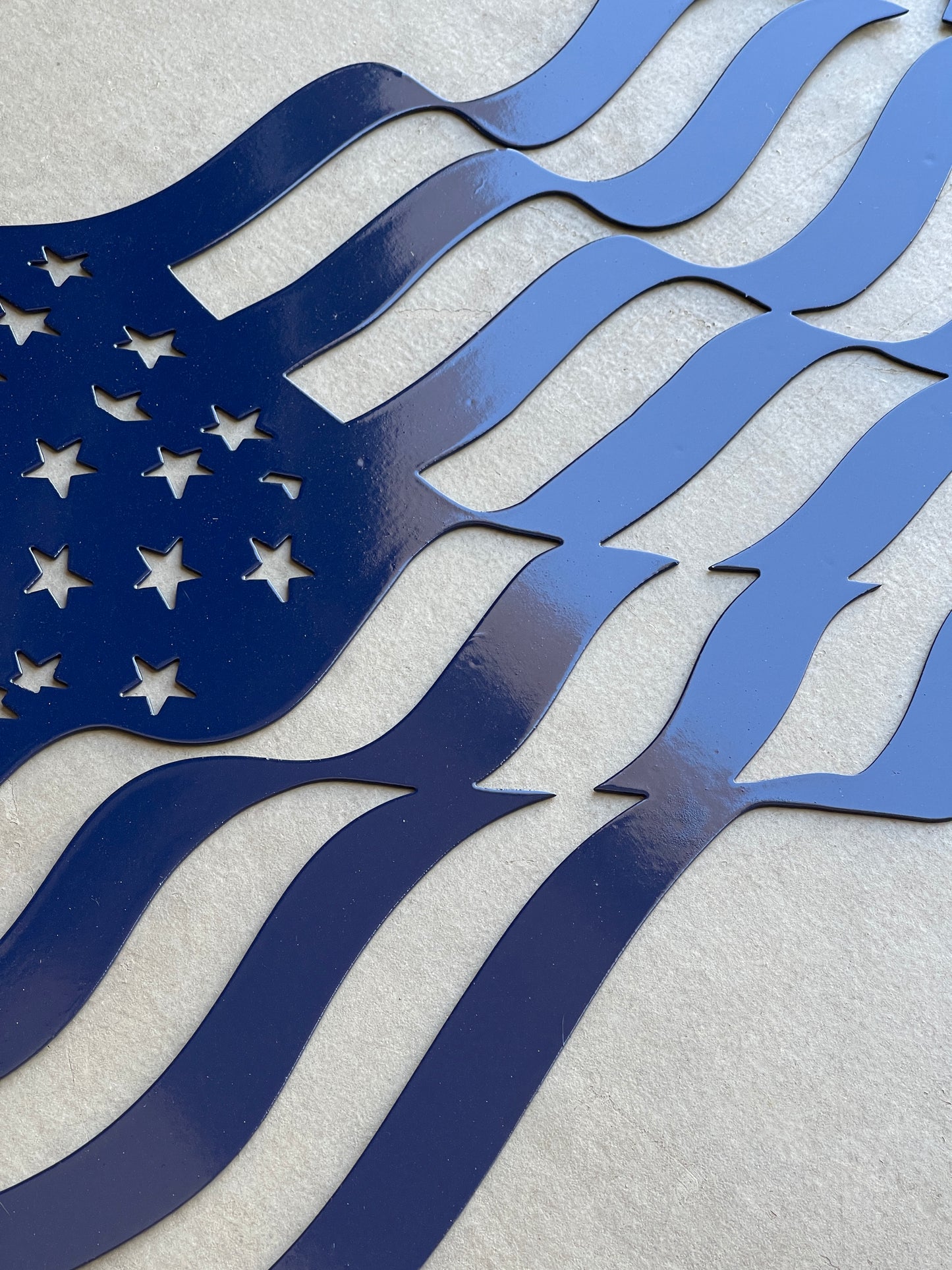 Waving Metal American Flag Wall Art – 12" x 18" Rippling Wind Effect, Patriotic Home or Outdoor Decor