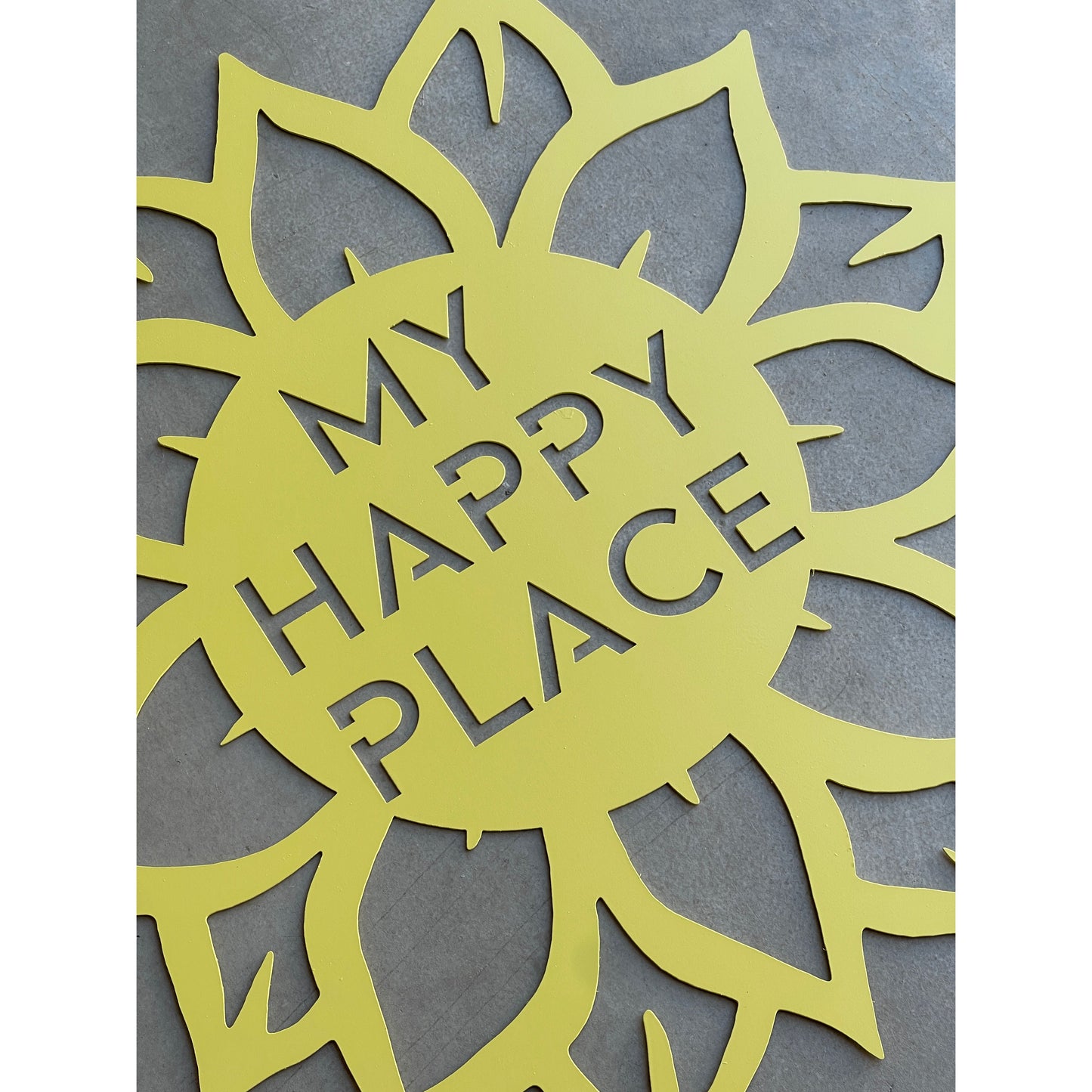 My Happy Place’ Metal Sunflower Sign – Rustic indoor or outdoor Wall Décor- Wall Art