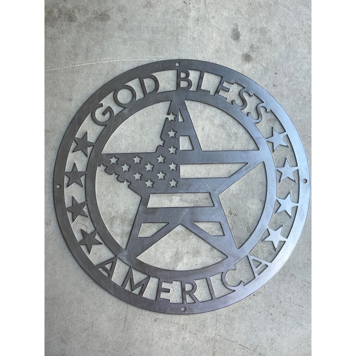 God Bless America Metal Star Sign – Patriotic Wall Decor – Rustic Farmhouse Americana Sign