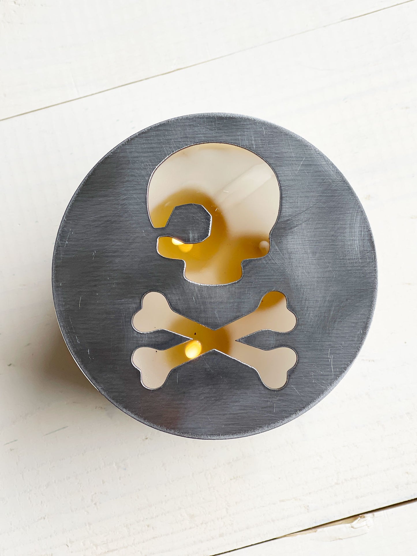 Skully Metal Candle Topper - 4"