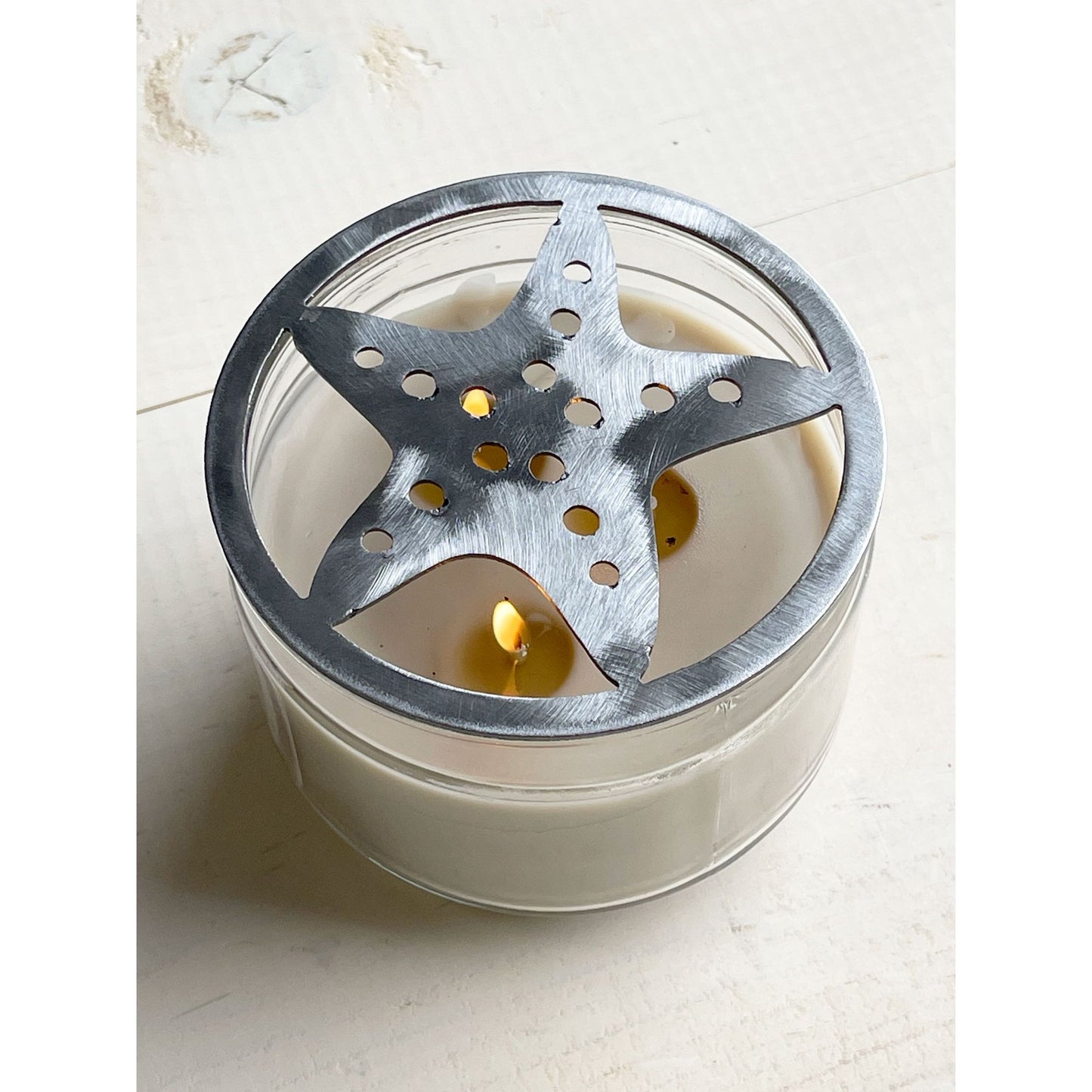 Starfish Metal Candle Topper – Coastal Jar Candle Lid-Beachy