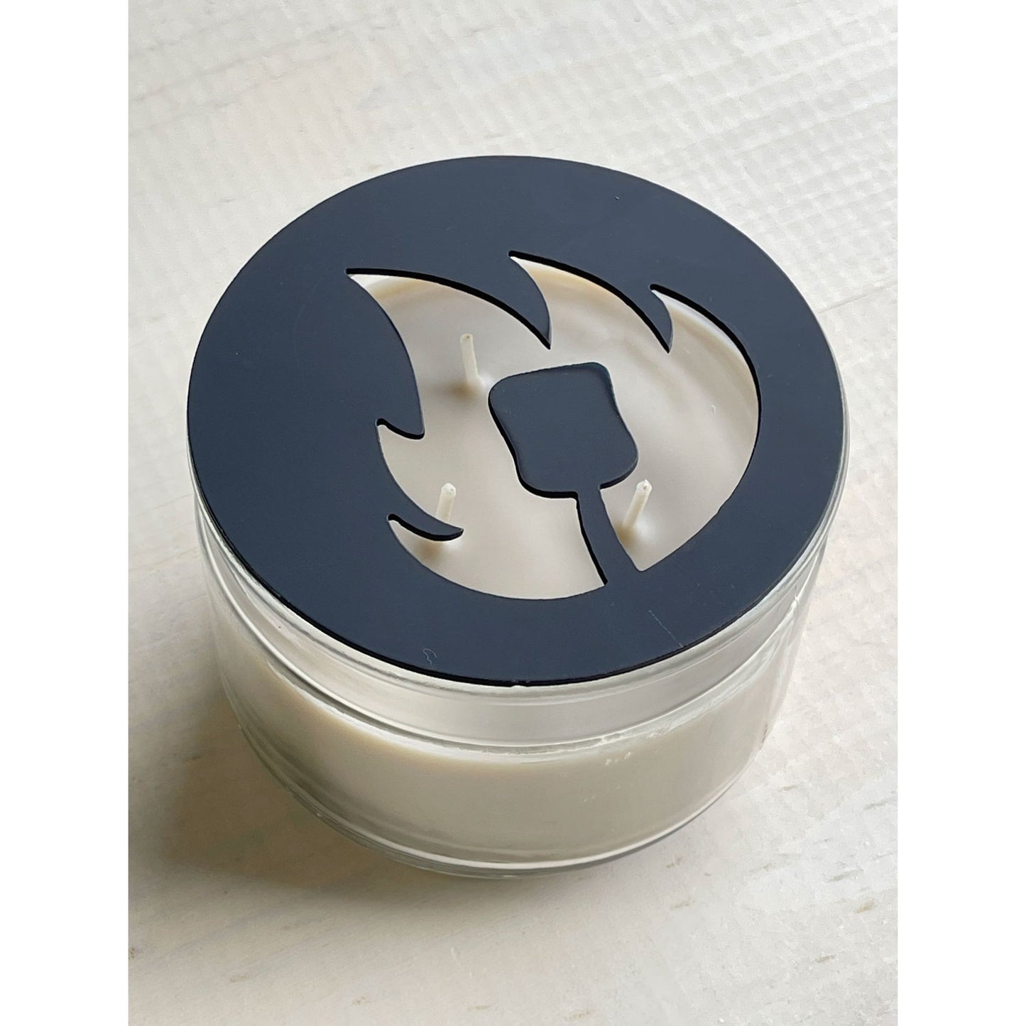 Campfire Metal Candle Topper – Decorative S'mores Lid for Jar Candles | Fun Campfire-Inspired Candle Accessory
