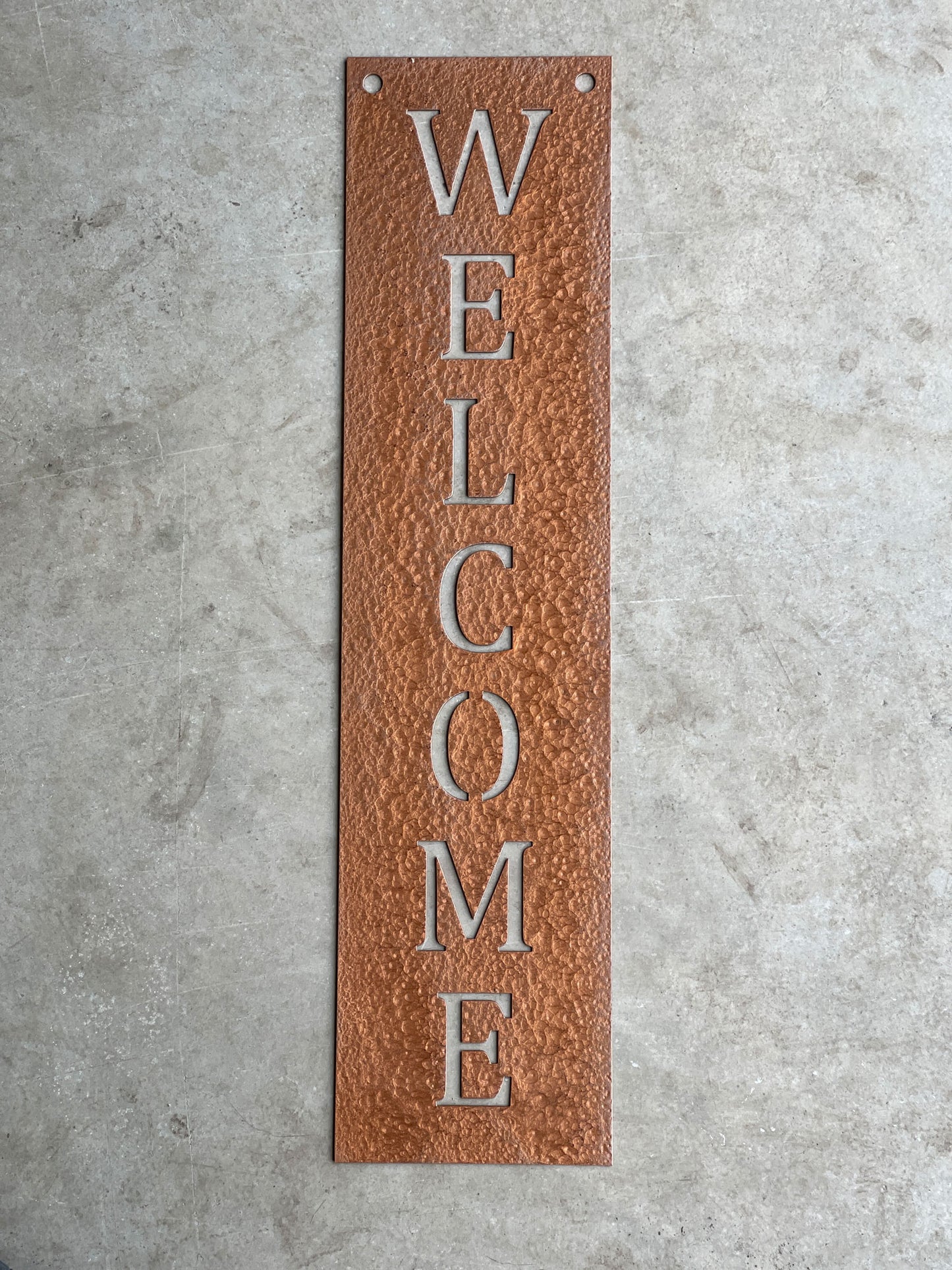 Hammered Copper Finish Welcome Sign
