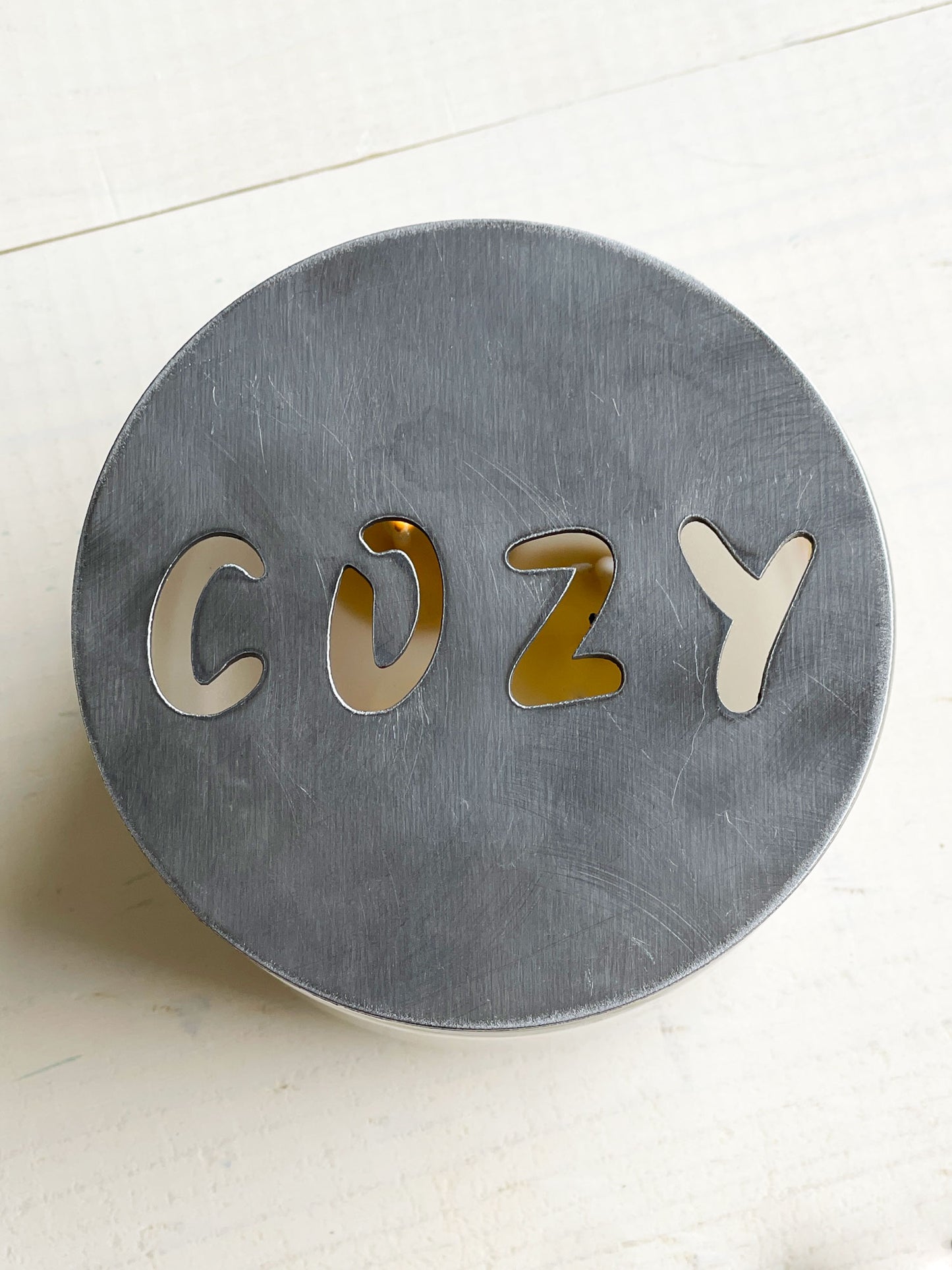 Cozy Metal Candle Topper - 4"