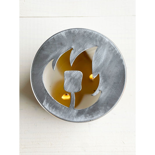 Campfire Metal Candle Topper – Decorative S'mores Lid for Jar Candles | Fun Campfire-Inspired Candle Accessory