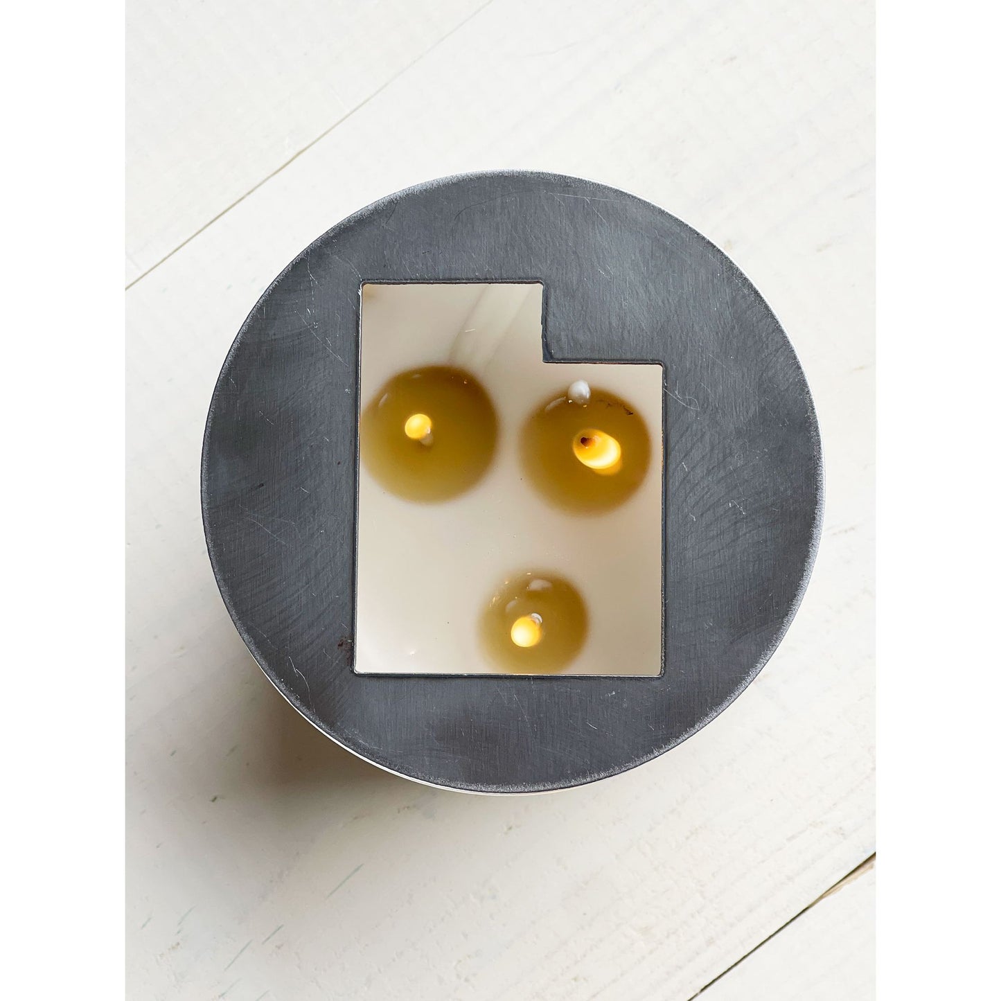State-Shaped Metal Candle Topper – Decorative Jar Candle Lid