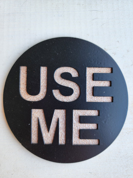 Use Me -Set of 4 for Home Bar & Parties– Funny Metal Coasters