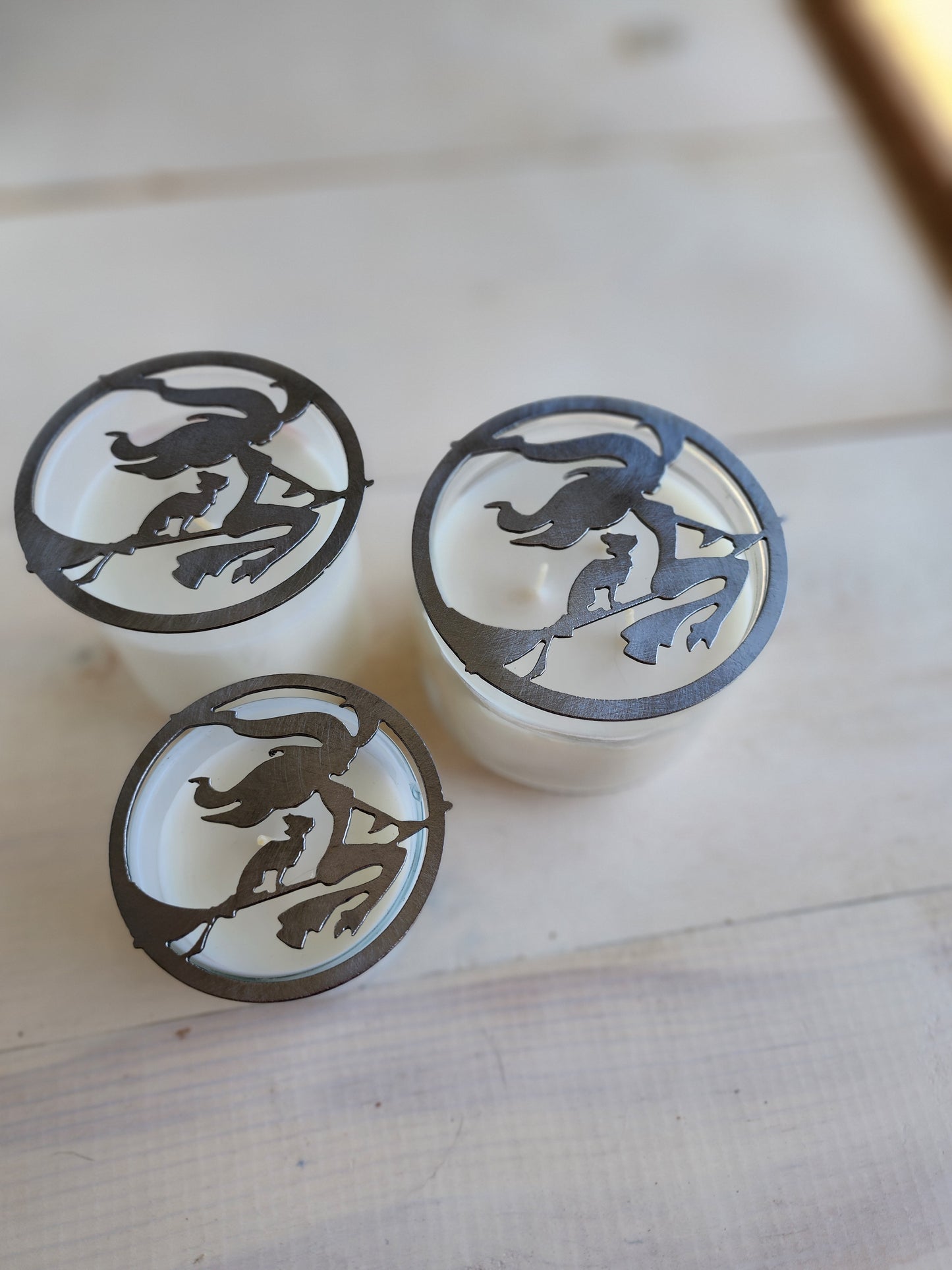 Flying Witch Candle Metal Candle Topper – Halloween Decor