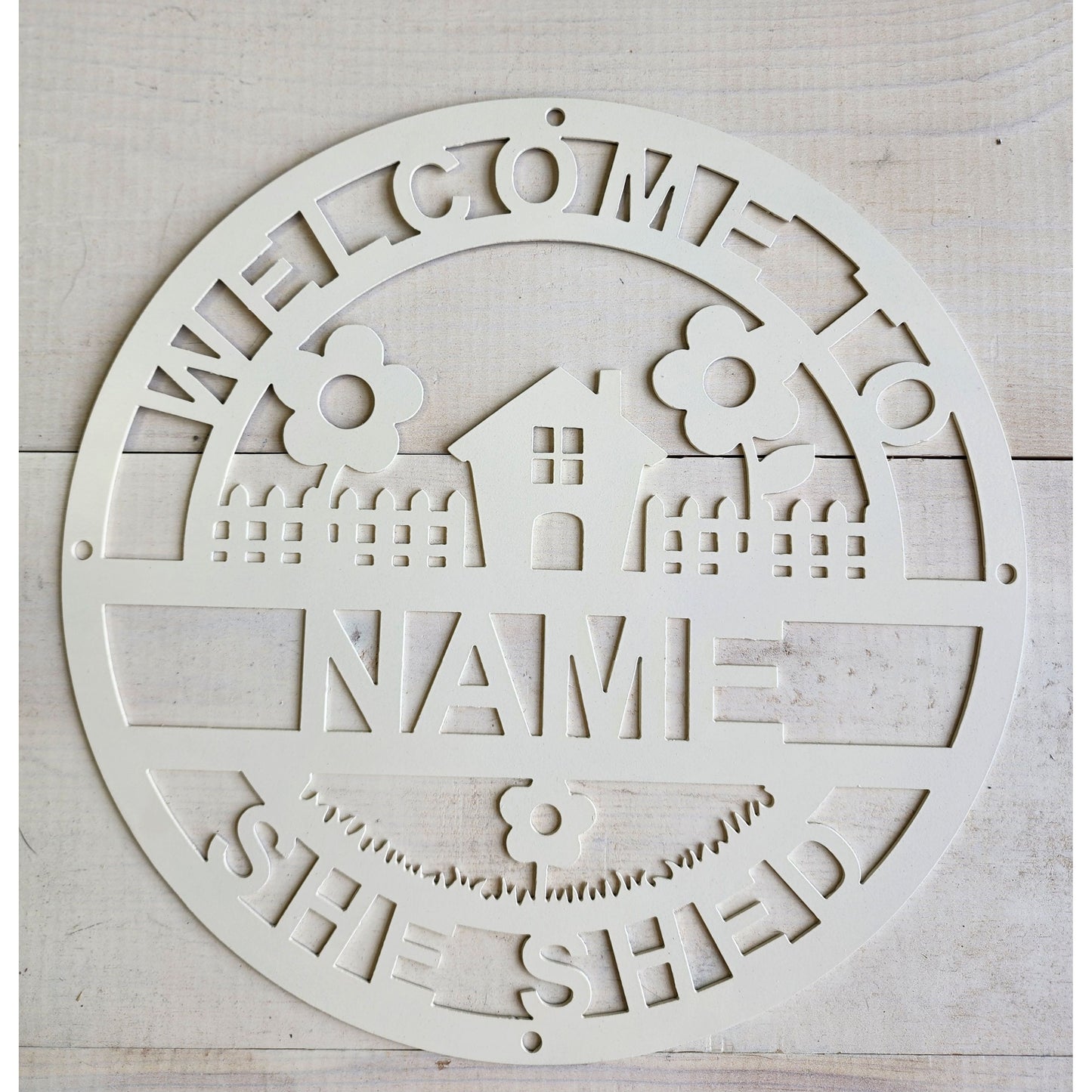 Custom She Shed Metal Sign 12" – “Welcome to [Name]’s She Shed” or Personalized Phrase