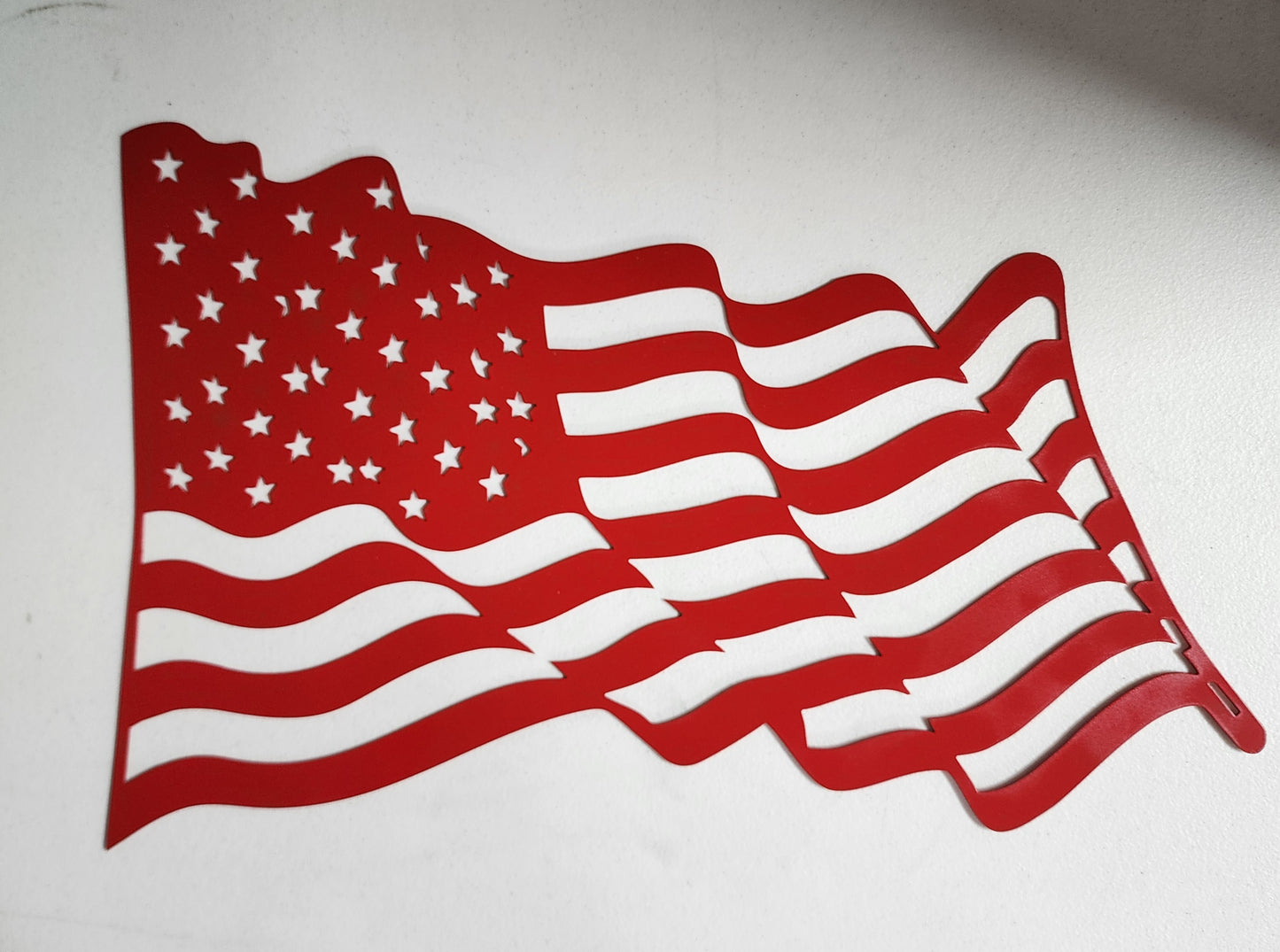 Waving Metal American Flag Wall Art – 12" x 18" Rippling Wind Effect, Patriotic Home or Outdoor Decor