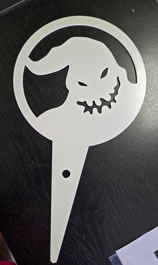 6" Spooky Oogie Boogie inspired Garden Stake – Creepy Cute Metal Sign for Flower Pots & Beds