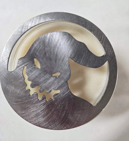 Oogie Boogie-Inspired Candle Topper – Raw Metal & Black Ceramic