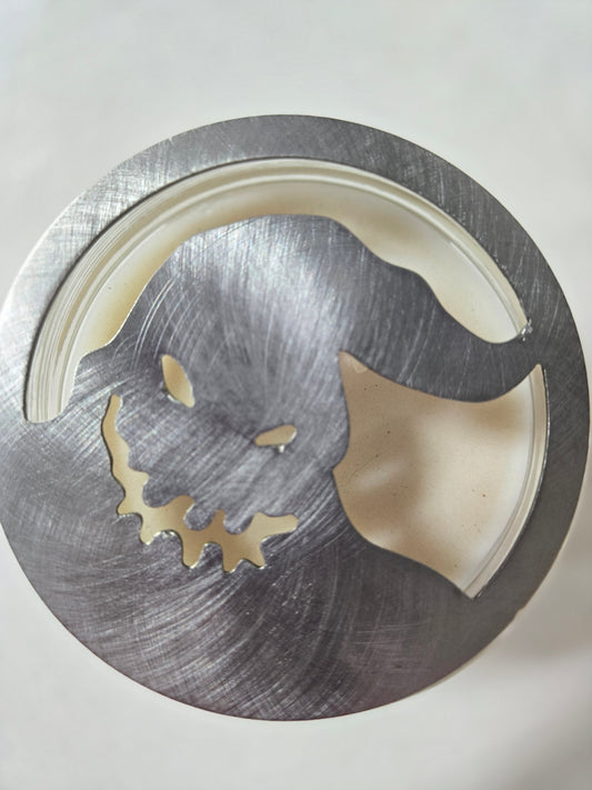 Oogie Boogie-Inspired Candle Topper – Raw Metal & Black Ceramic