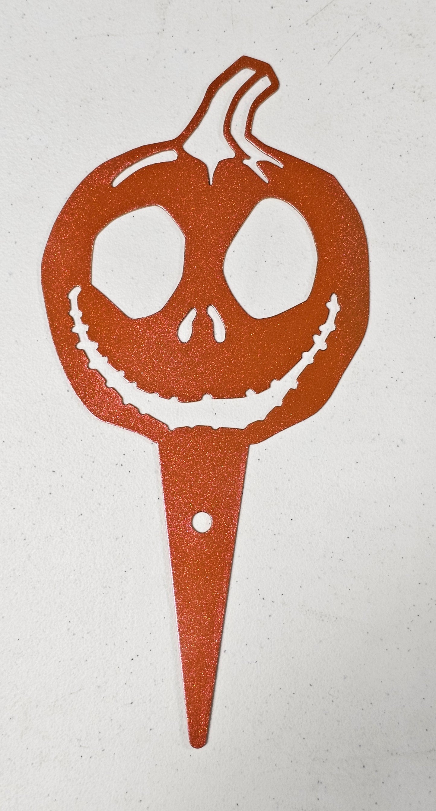 Skelly Pumpkin Metal Plant Stake – Halloween Garden & Planter Decor