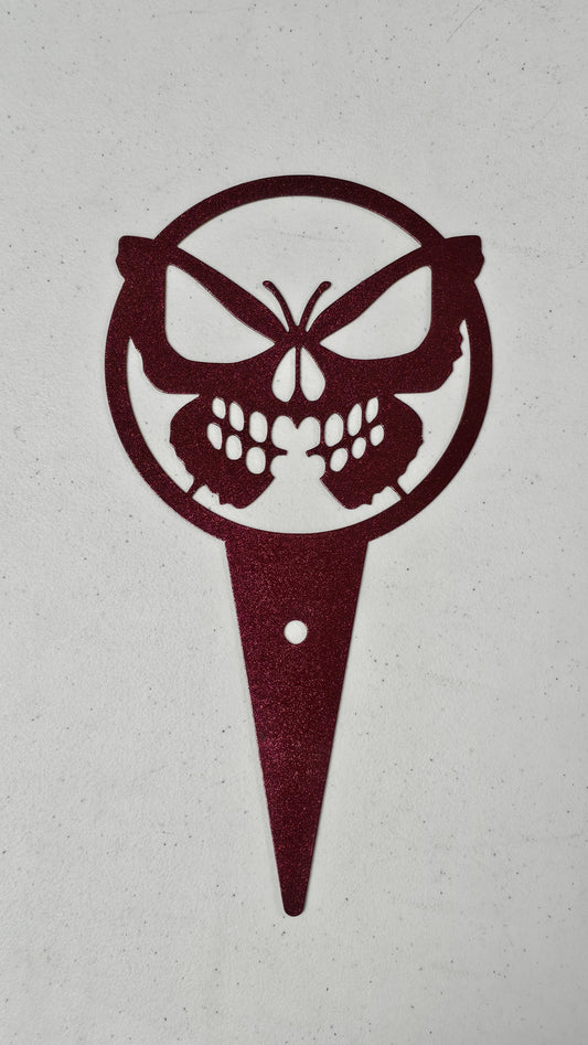Skull Butterfly Metal Garden Stake – Gothic Decor for Garden, Potted Plant or Patio