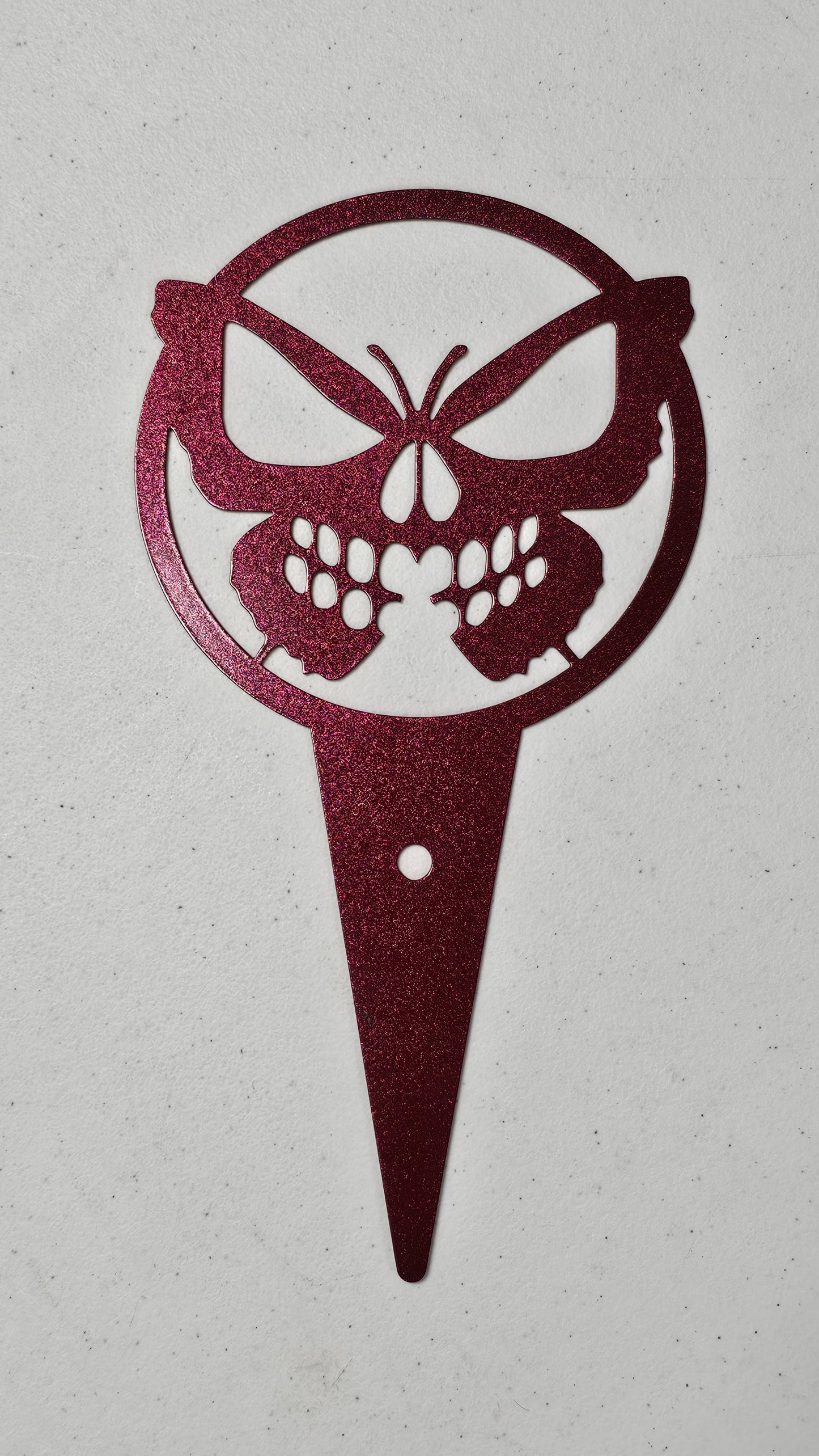 Skull Butterfly Metal Garden Stake – Gothic Decor for Garden, Potted Plant or Patio