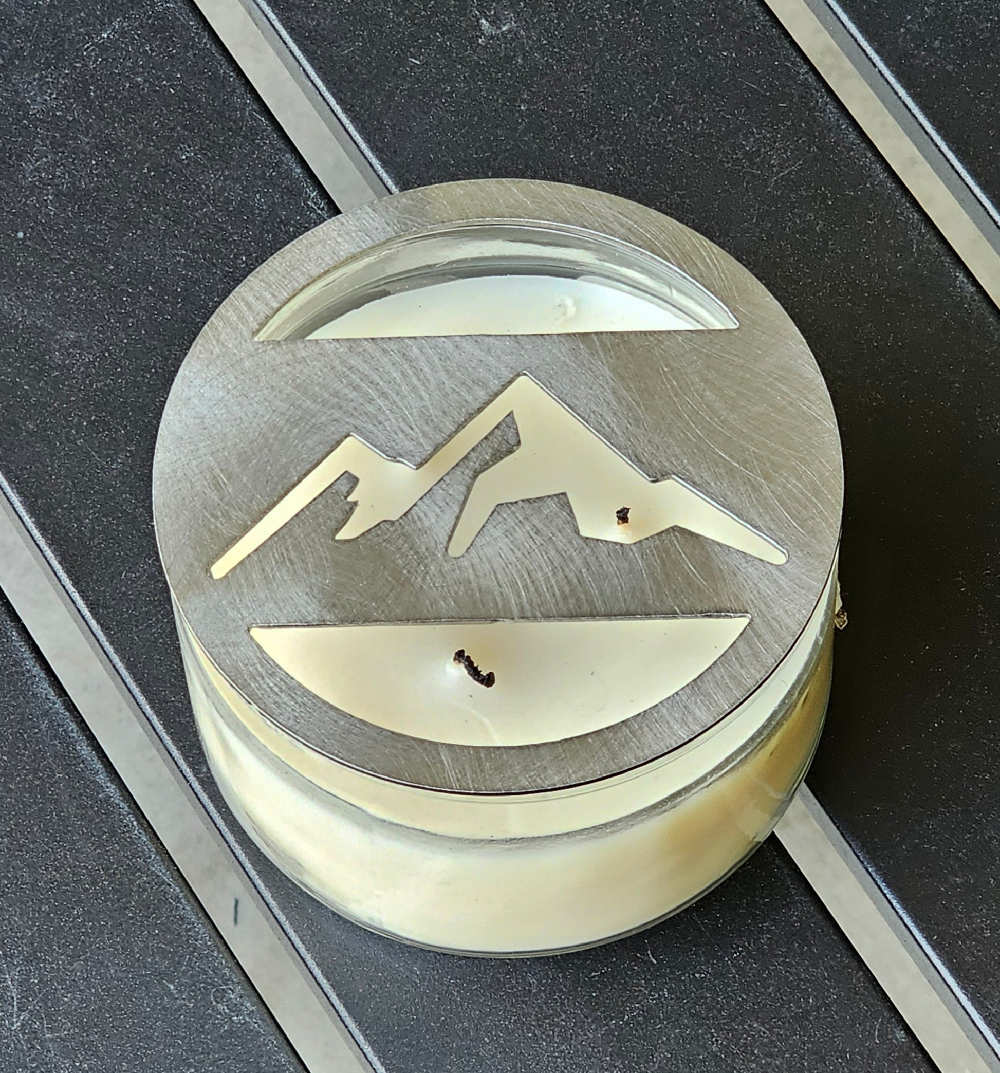 Rustic mountain candle accessory for cabin decor