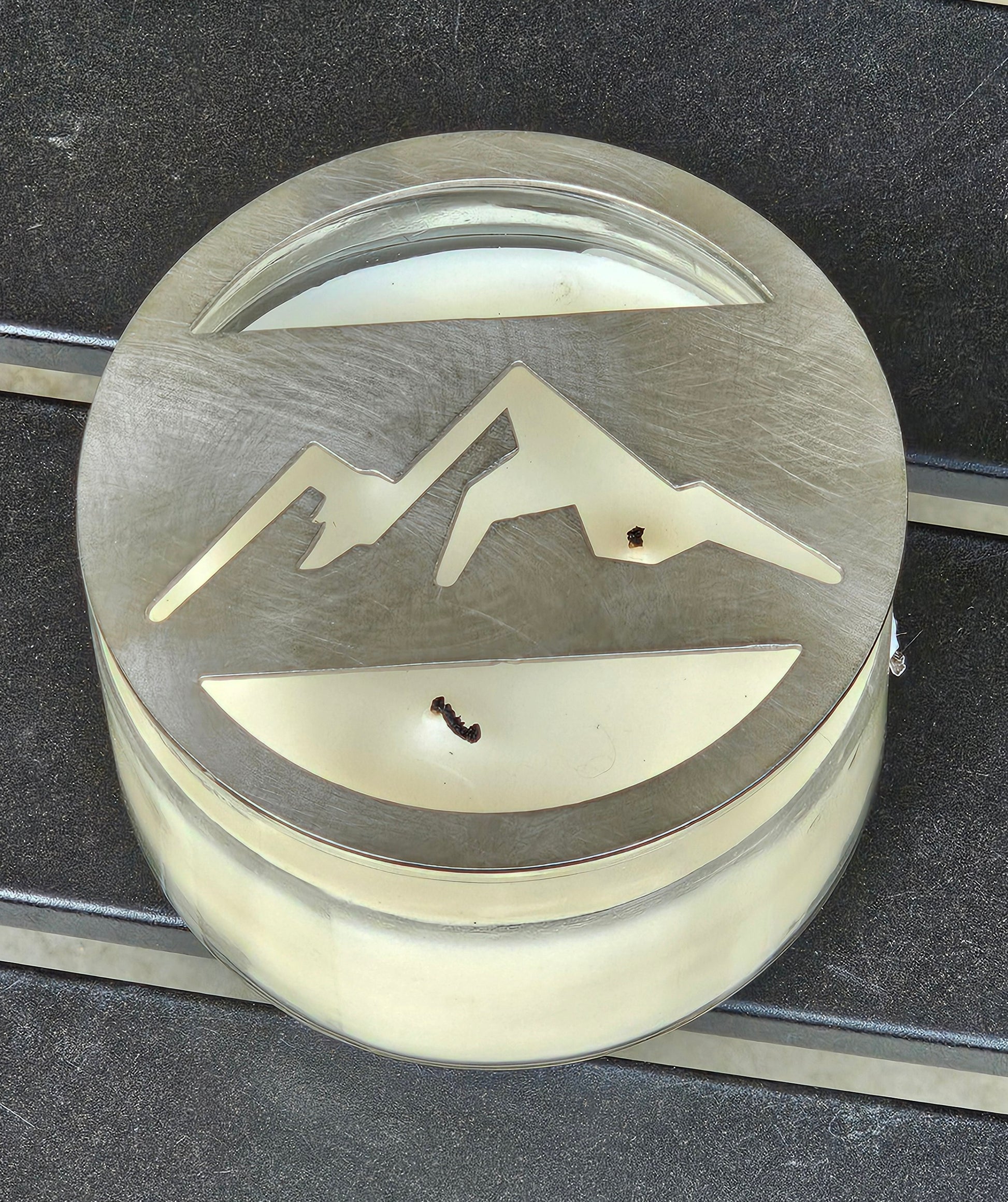 Rustic mountain candle accessory for cabin decor