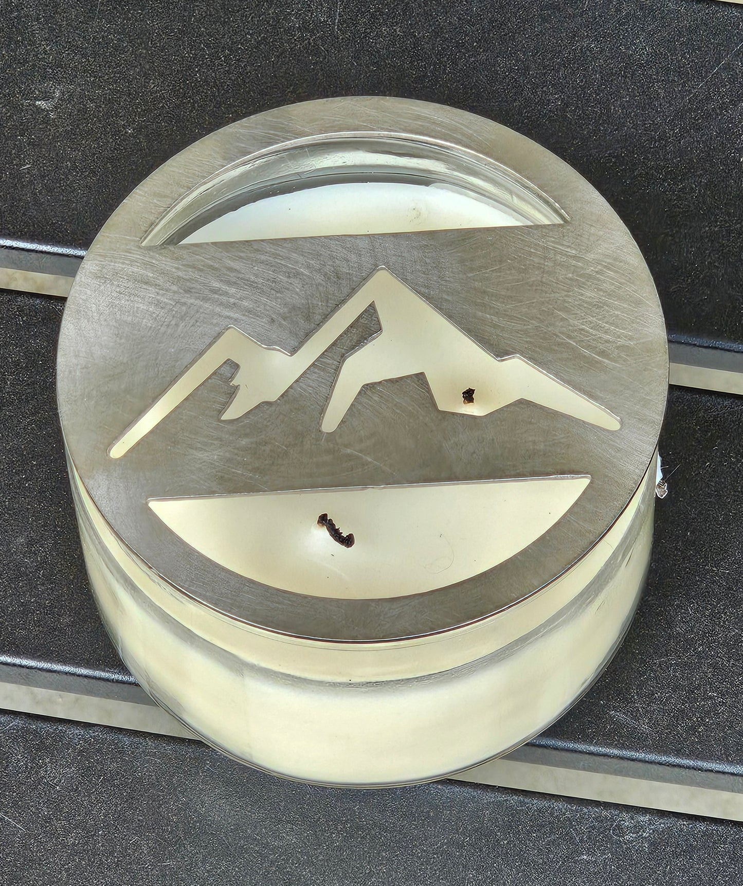 Rustic mountain candle accessory for cabin decor