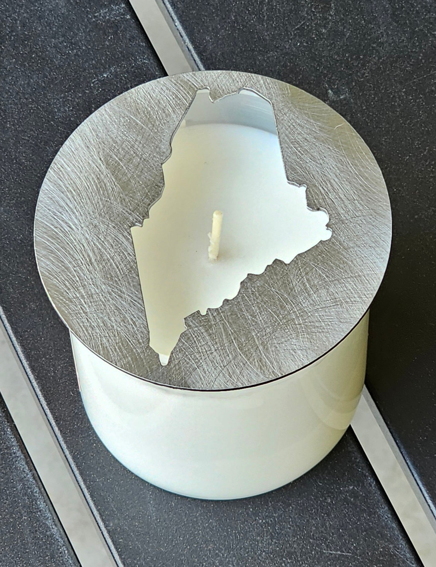 State-Shaped Metal Candle Topper – Decorative Jar Candle Lid