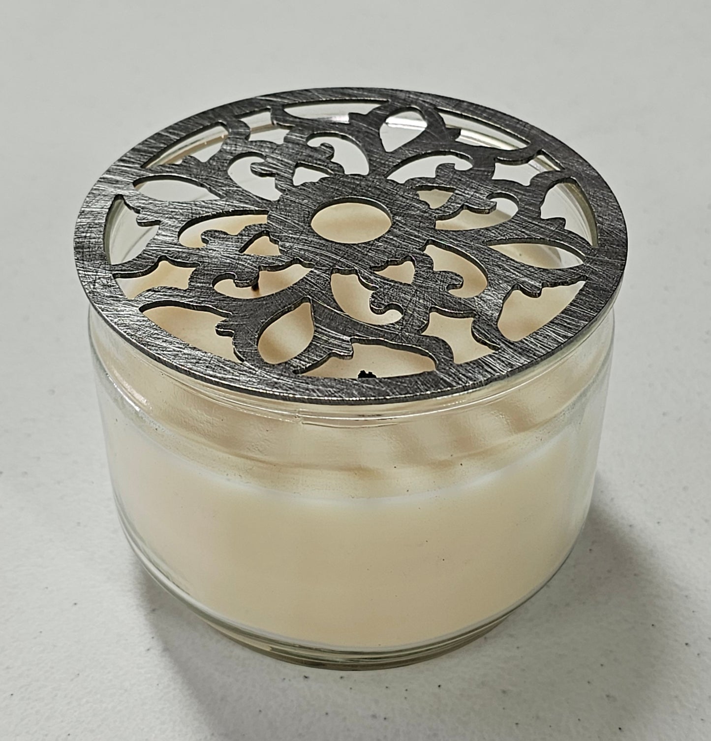 Vintage Floral Candle Topper on Jar Candle