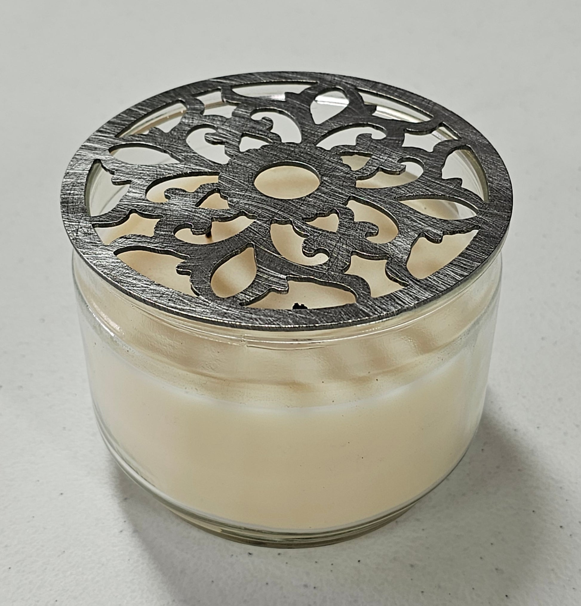 Vintage Floral Candle Topper on Jar Candle