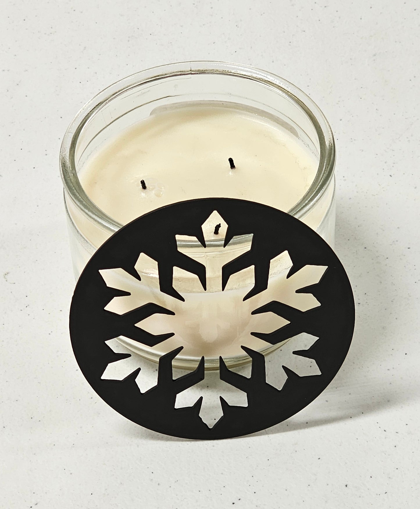 Holiday metal candle topper for seasonal decor