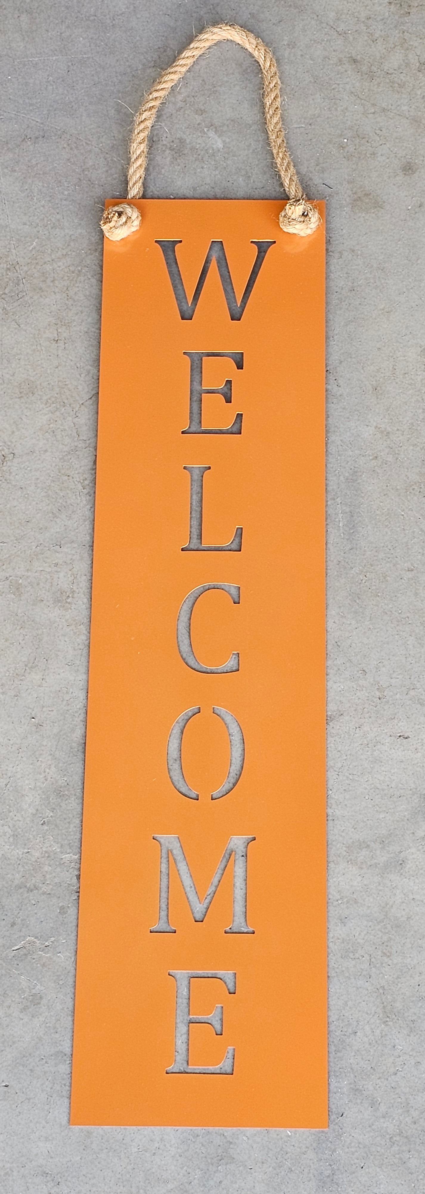 Rustic Orange Vertical Welcome Sign – Fall, Halloween & Farmhouse Décor