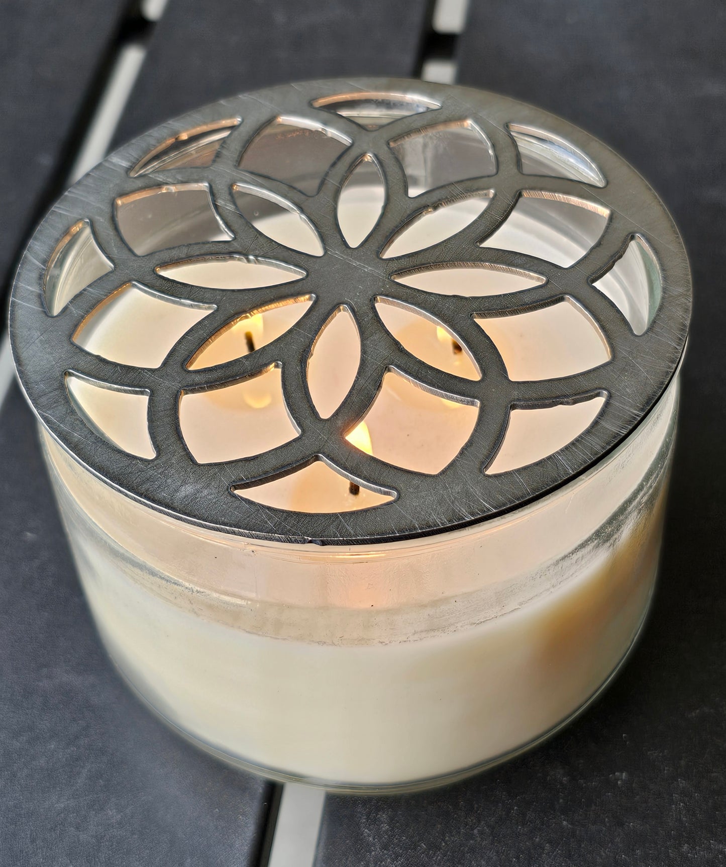 Sacred Geometry Candle Topper Lid – Lotus Mandala Design