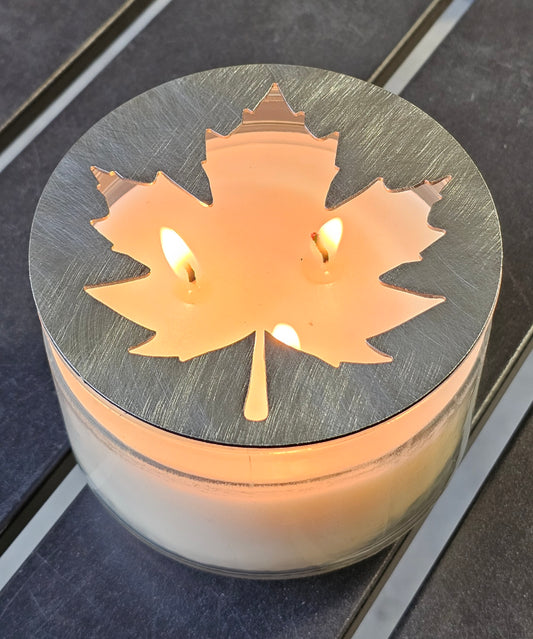 Maple Leaf Candle Topper – Metal Autumn Jar Candle Lid  | Fall Candle Accessory | Maple Leaf Decor