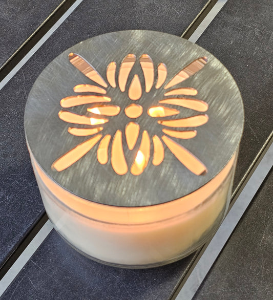 Radiant Petal Candle Topper – Floral Metal Candle Lid for Jar Candles | Decorative Candle Accessory for Even Burn & Home Décor