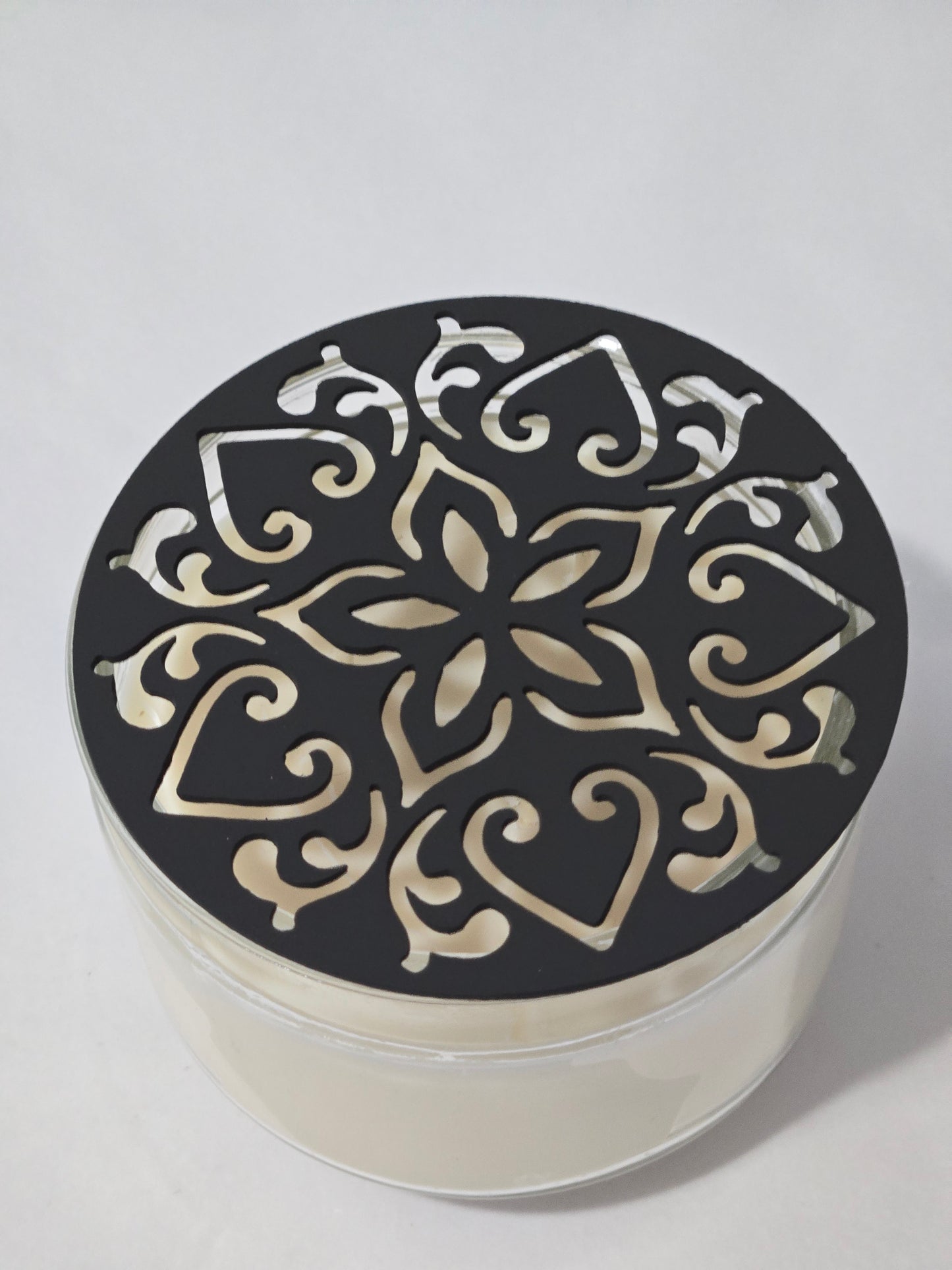 Decorative floral metal candle topper