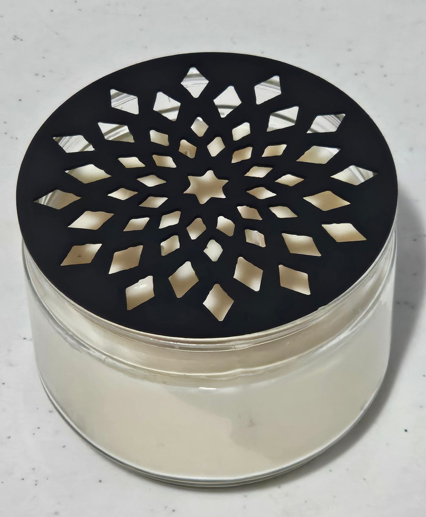 Starburst Candle Topper – Metal Jar Candle Lid Cover, Decorative Candle Accessory