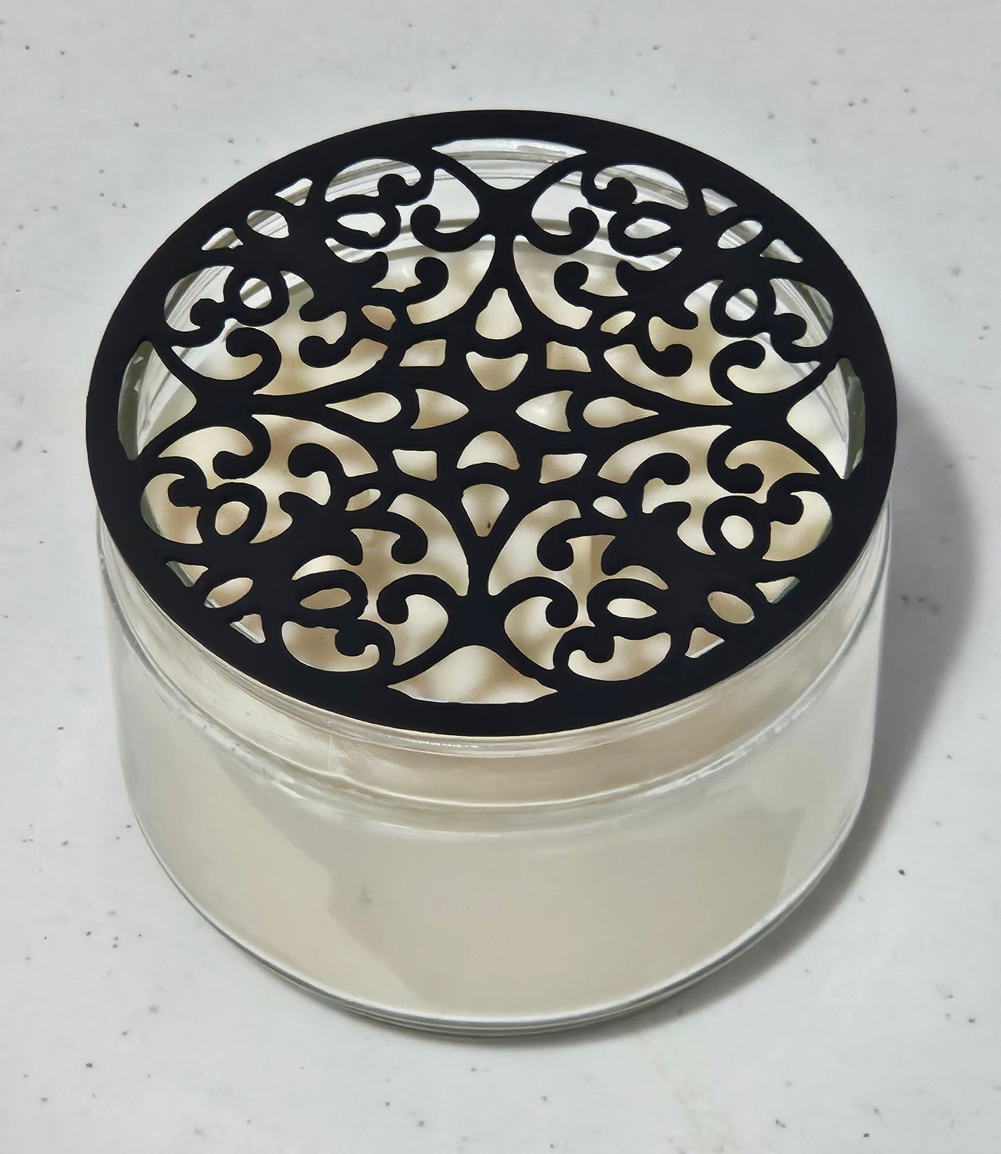 Baroque Bloom candle topper on jar candle
