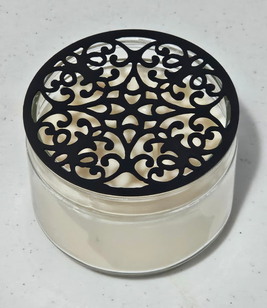 Baroque Bloom candle topper on jar candle