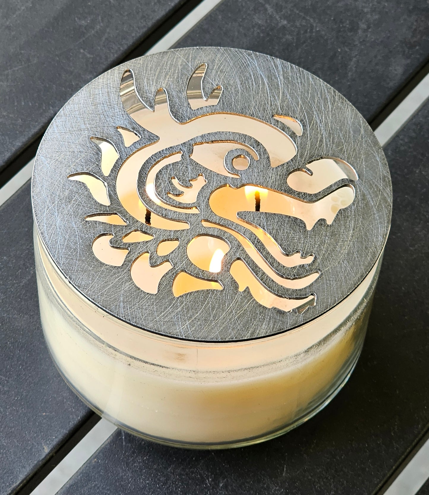 Dragon Candle Topper Lid – Metal Candle Lid Cover for Jar Candles | Unique Dragon Design | Home Décor & Gift for Candle Lovers