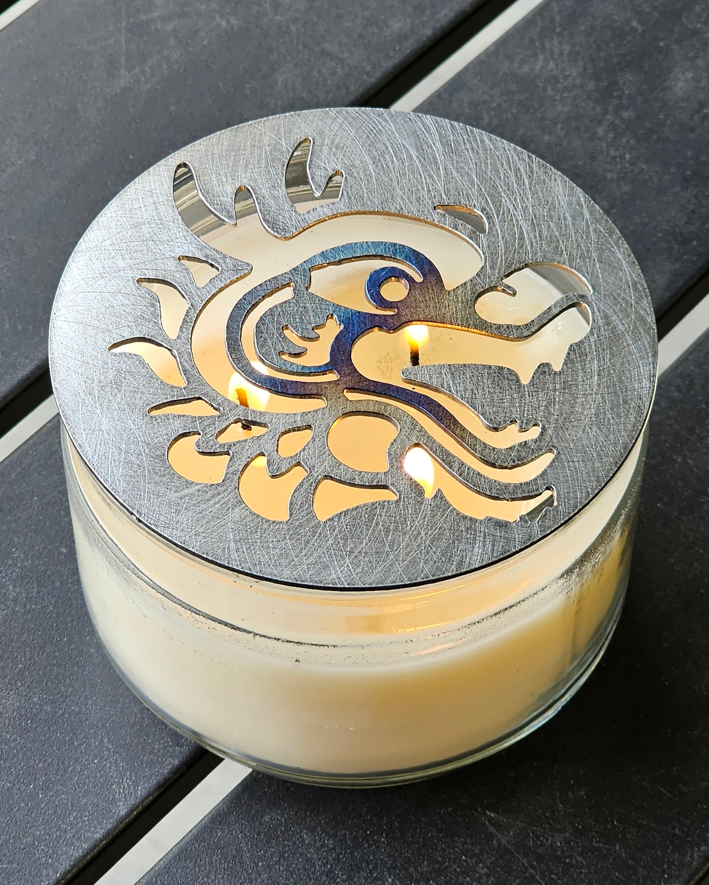 Dragon Candle Topper Lid – Metal Candle Lid Cover for Jar Candles | Unique Dragon Design | Home Décor & Gift for Candle Lovers