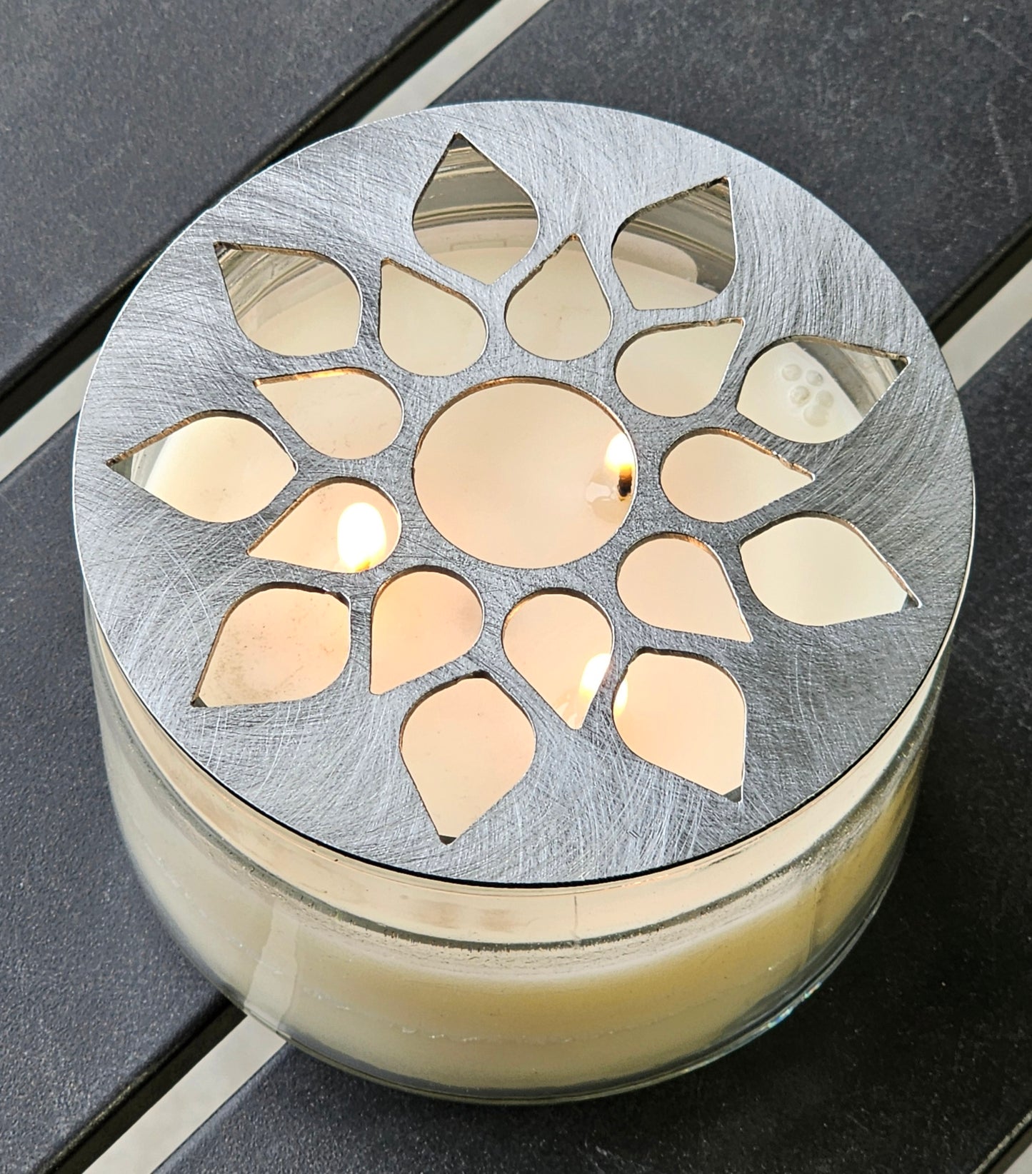 Helios Sunburst Candle Topper Lid – Metal Candle Lid for Jar Candles | Sunburst Design | Modern Home Décor Gift for Candle Lovers
