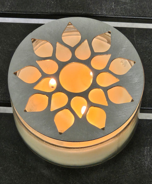 Helios Sunburst Candle Topper Lid – Metal Candle Lid for Jar Candles | Sunburst Design | Modern Home Décor Gift for Candle Lovers