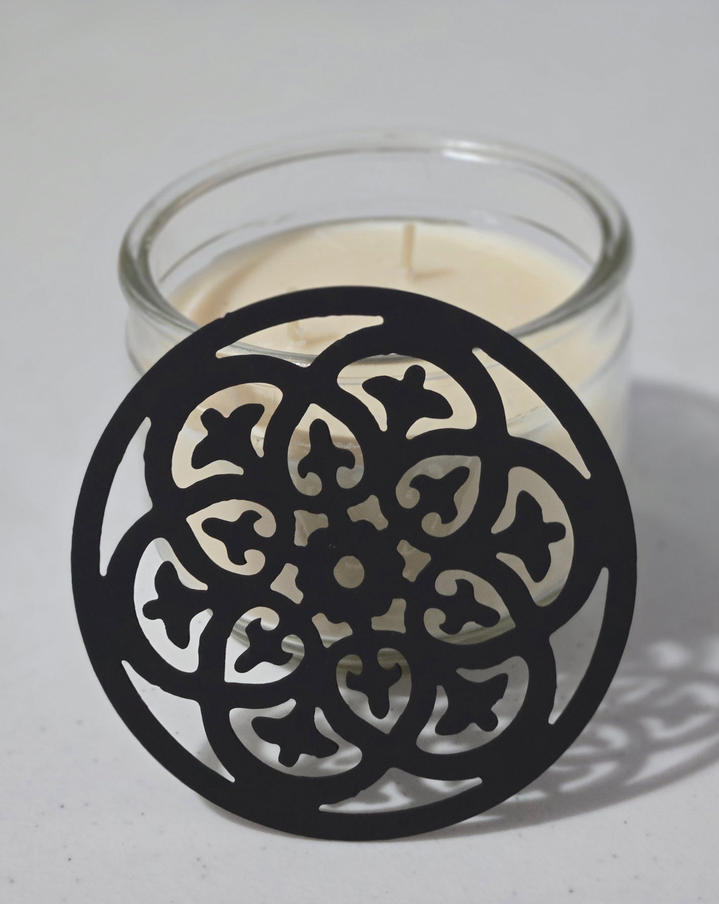 Celestial Mandala Candle Topper – Decorative Metal Candle Lid for Even Burn – Prevents Tunneling – Boho Spiritual Jar Candle Cover – Ornate Metal Candle Lid