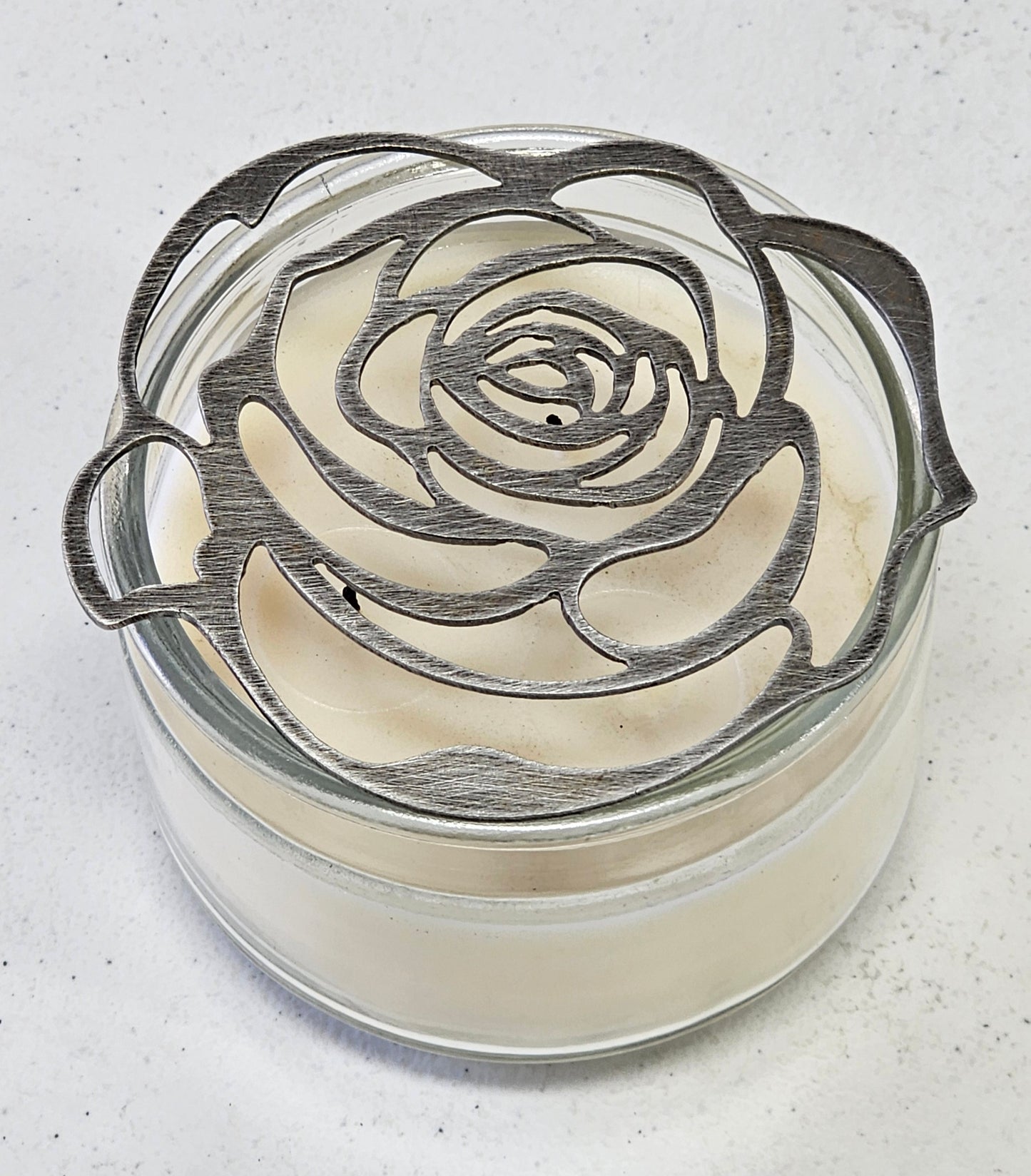 Ember Rose Candle Topper – Floral Metal Decorative Lid
