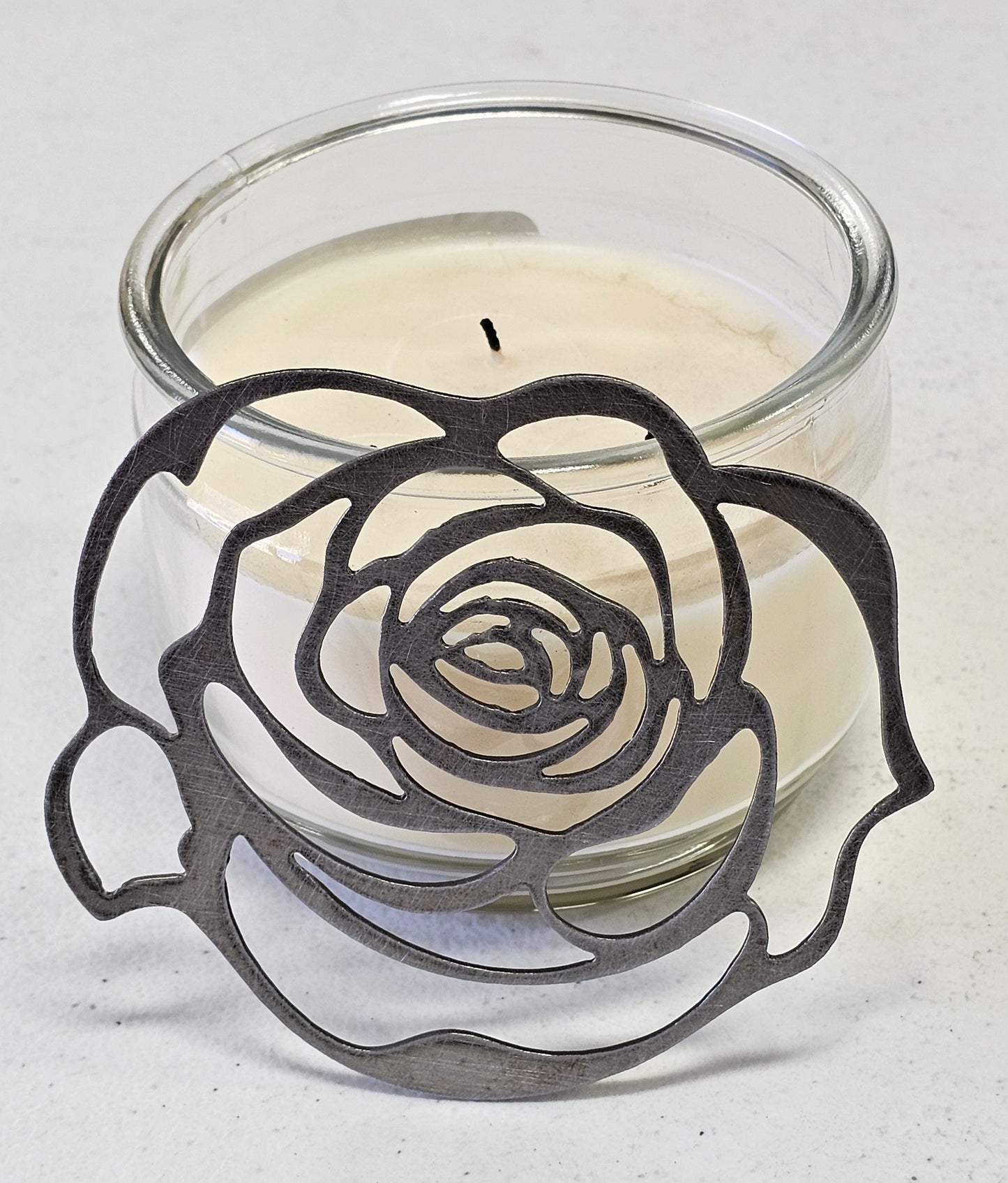 Ember Rose Candle Topper – Floral Metal Decorative Lid